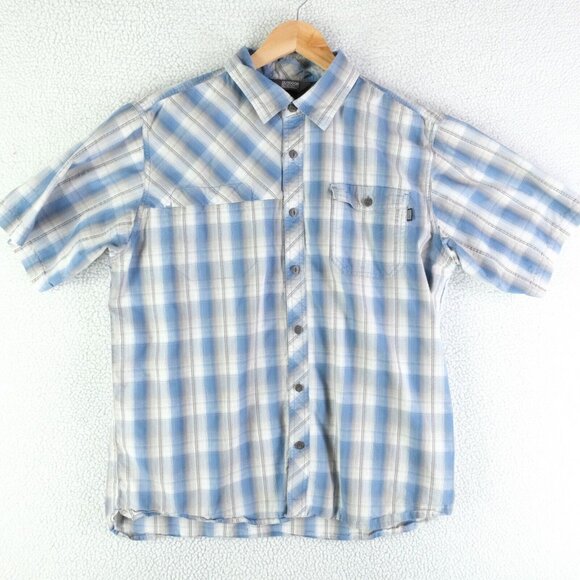 Outdoor Research Shirt Mens Extra Large Blue White Plaid Button Up Short Sleeve - Picture 1 of 10